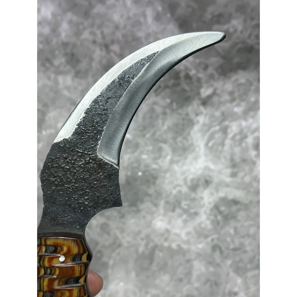Custom Hand Made Carbon Steel Karambit Knife with Sheath #1797
